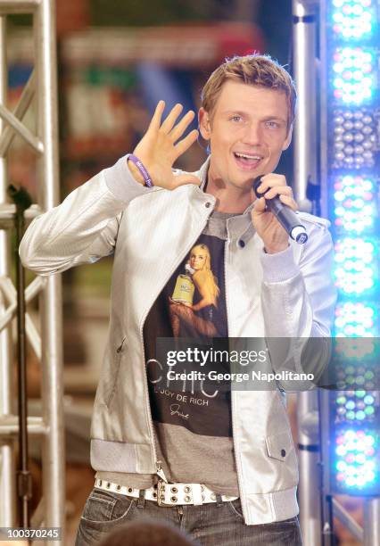Nick Carter of the Backstreet Boys performs on CBS' The Early Show Summer Concert Series at the CBS Early Show Studio Plaza on May 24, 2010 in New...