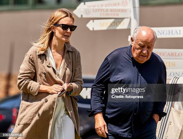 Amancio Ortega and Marta Ortega attend during CSI Casas Novas Horse Jumping Competition on July 22, 2018 in A Coruna, Spain.