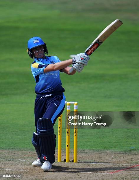 Lauren Winfield of Yorkshire Diamonds bats during the Kia Super League match between Western Storm and Yorkshire Diamonds at The Cooper Associates...