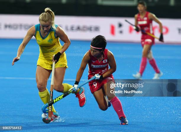 Akiko of Japan during Vitality Hockey Women's World Cup 2018 match Group D between Australia and Japan at Lee Valley Hockey &amp; Tennis Centre,...