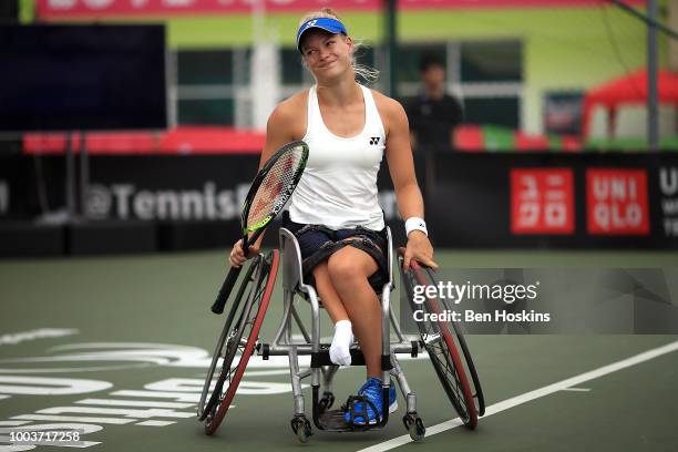 Diede de Groot of The Netherlands reacts during the women's singles final against Yui Kamiji of Japan on day six of The British Open Wheelchair...