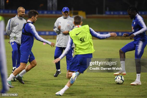 Maurizio Sarri of Chelsea during a training session at the WACA on July 22, 2018 in Perth, Australia.