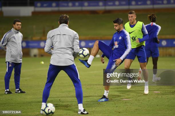 Alvaro Morata of Chelsea during a training session at the WACA on July 22, 2018 in Perth, Australia.