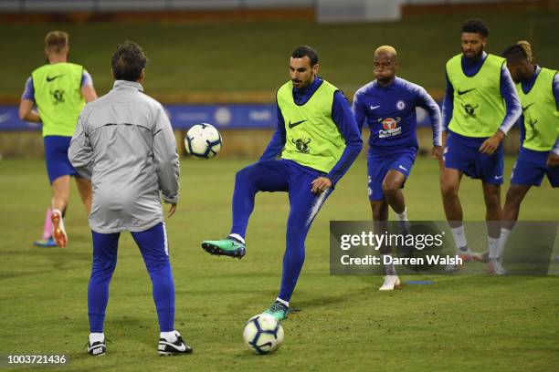 Davide Zappacosta of Chelsea during a training session at the WACA on July 22, 2018 in Perth, Australia.