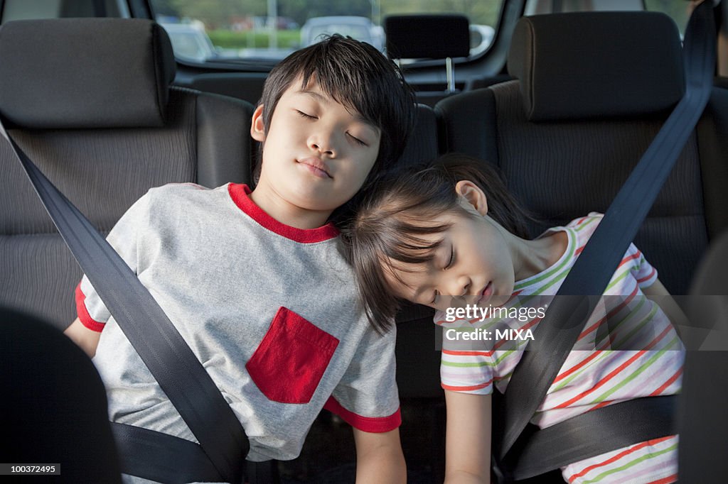 Children Sleeping in a Car