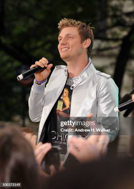 Nick Carter of the Backstreet Boys performs on CBS' The Early Show Summer Concert Series at the CBS Early Show Studio Plaza on May 24, 2010 in New...