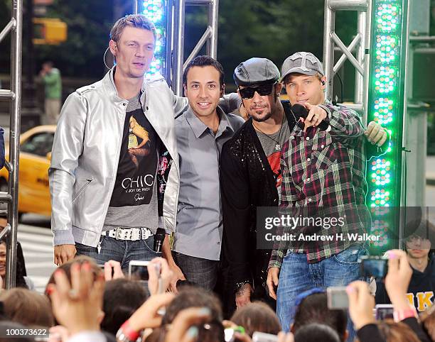 Nick Carter, Howie Dorough, A. J. McLean and Brian Littrell perform on CBS' The Early Show Summer Concert Series at the CBS Early Show Studio Plaza...