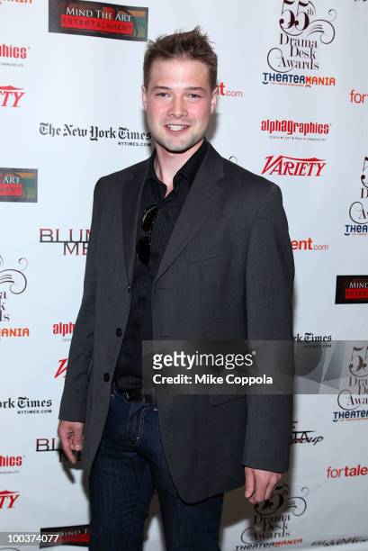 Actor Brandon Ruckdashel arrives at the 55th Annual Drama Desk Awards at the FH LaGuardia Concert Hall at Lincoln Center on May 23, 2010 in New York...