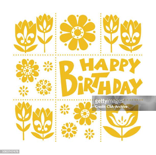 happy birthday - fleur de lis flower stock-grafiken, -clipart, -cartoons und -symbole