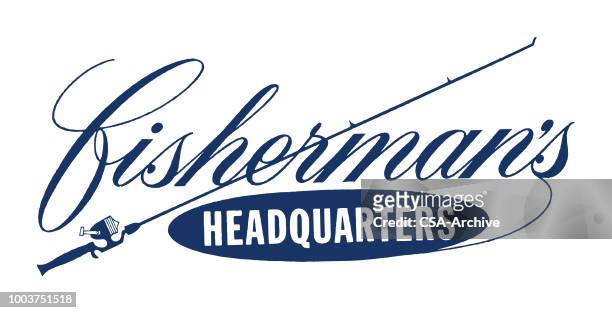 fisherman's headquarters - fishing reel stock illustrations