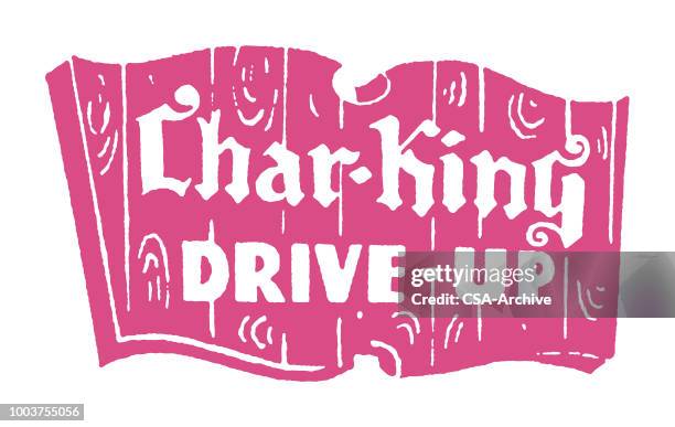 char-king drive-up - restaurant ad stock illustrations
