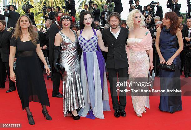 Actresses Suzanne Ramsey , Evie Lovelle, director Mathieu Amalric, guest and producer Yael Fogiel attend the Palme d'Or Closing Ceremony held at the...