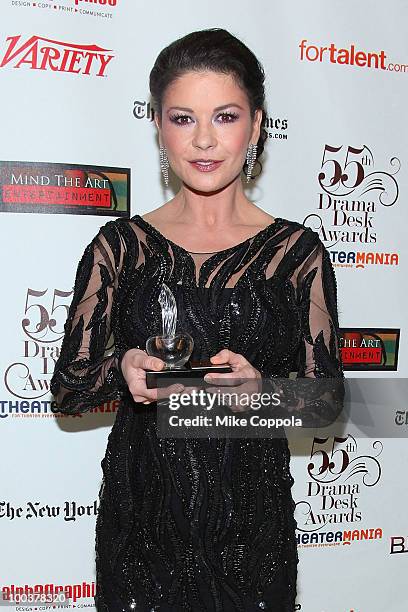 Actress Catherine Zeta-Jones receives an award at the 55th Annual Drama Desk Awards at the FH LaGuardia Concert Hall at Lincoln Center on May 23,...