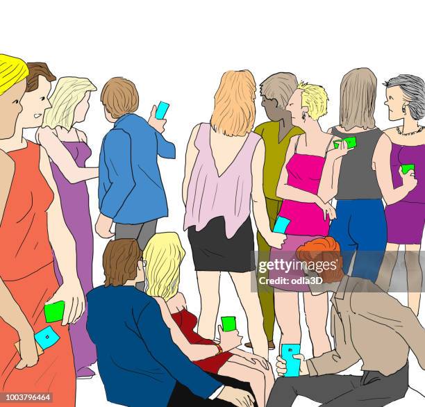 ilustraciones, imágenes clip art, dibujos animados e iconos de stock de personas detrás mirando atento - interview white background