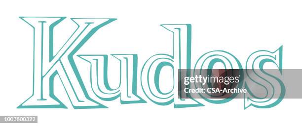 kudos - congratulations hand lettering stock illustrations