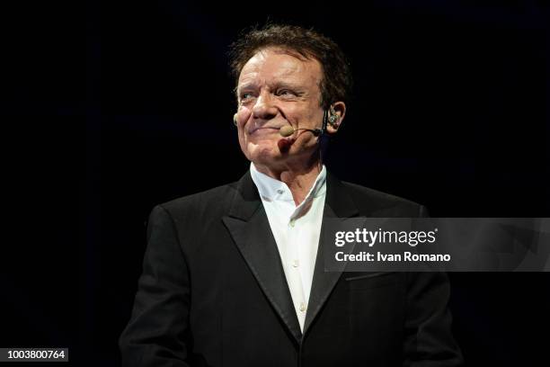 Italian singer-songwriter Massimo Ranieri performs on stage at Arena Del Mare on July 19, 2018 in Salerno, Italy.