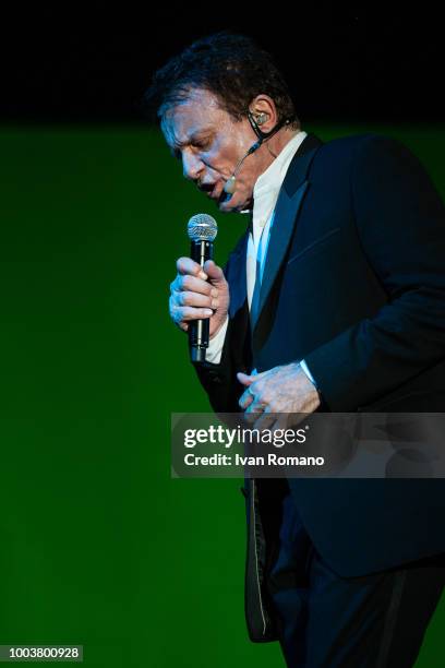 Italian singer-songwriter Massimo Ranieri performs on stage at Arena Del Mare on July 19, 2018 in Salerno, Italy.