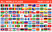 All world flags in alphabetical order. Part 1 of 2