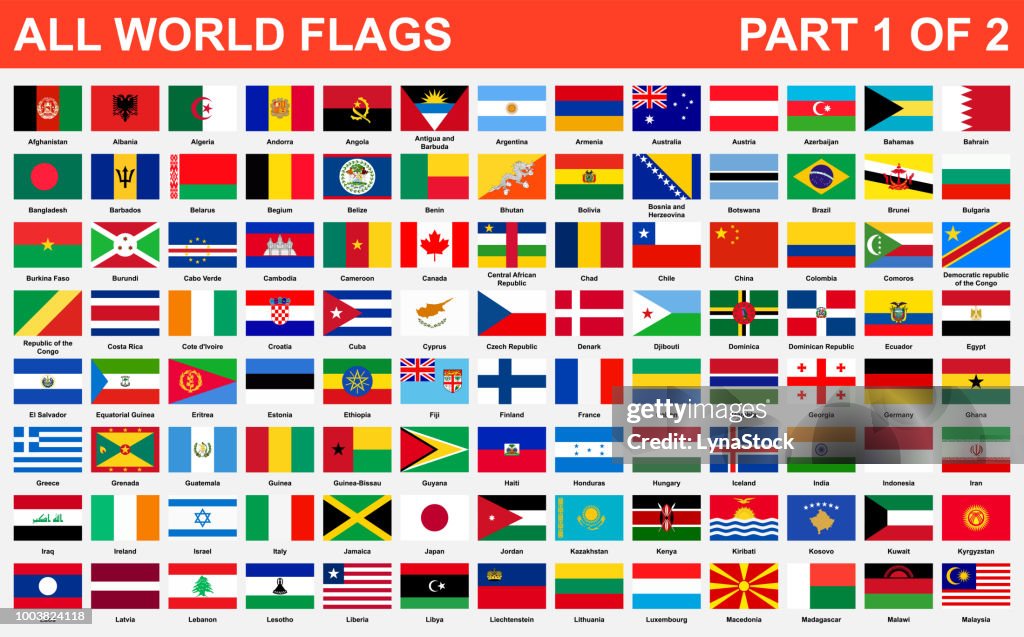 All world flags in alphabetical order. Part 1 of 2
