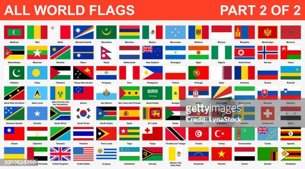 all world flags in alphabetical order. part 2 of 2 - national flag stock illustrations