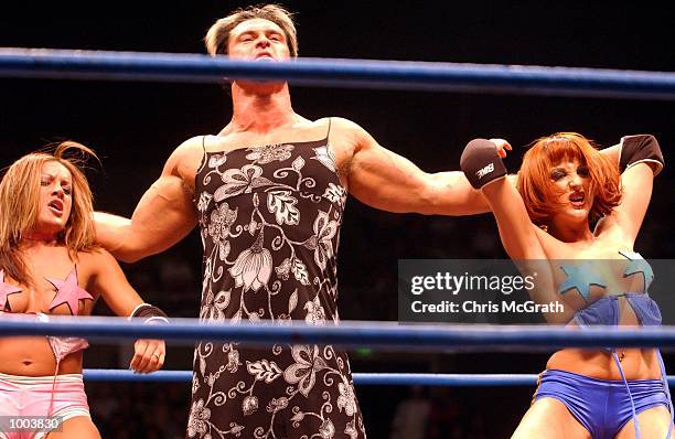 General view of action during the 4-Way Skins bout during the WWA Wrestling "Inception" fight night held at the Sydney Superdome, Sydney, Australia....