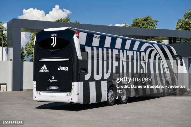 The new Juventus bus is seen on July 22, 2018 in Turin, Italy.
