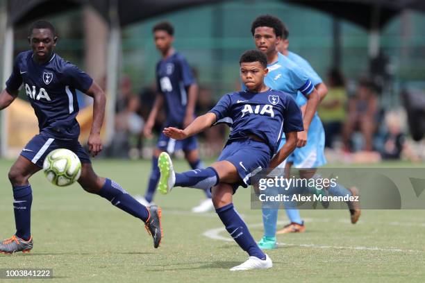 Dane Scarlett of Tottenham Hotspur FC kicks the ball during the International Champions Cup 2018 Futures Tournament match against the ICC Futures All...