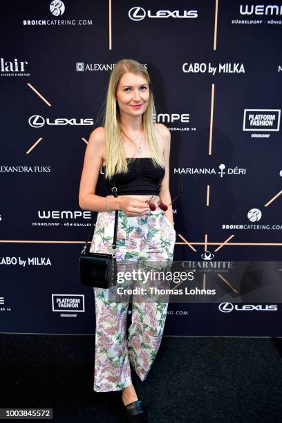 Alexa Simankova attends the Platform Fashion Selected show during Platform Fashion July 2018 at Areal Boehler on July 22, 2018 in Duesseldorf,...