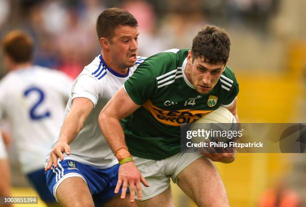 Clones , Ireland - 22 July 2018; Paul Geaney of Kerry in action against Ryan Wylie of Monaghan during the GAA Football All-Ireland Senior...