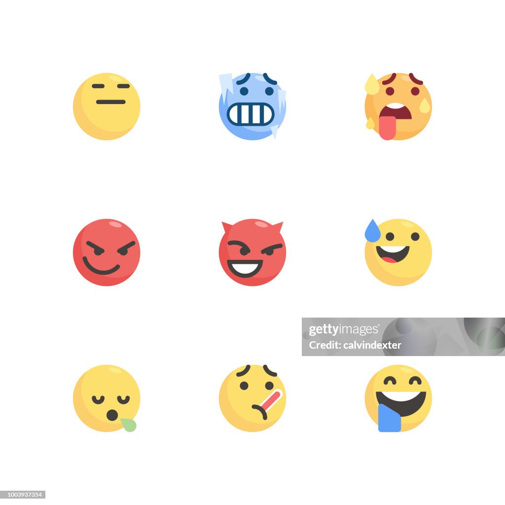 Cute colorful emoticons set
