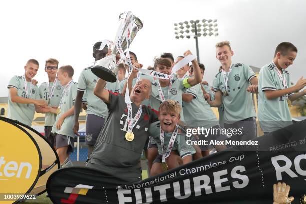 Bayern Munich celebrates their 3-1 victory over Chelsea FC during the International Champions Cup 2018 Futures Tournament at ESPN Wide World of...