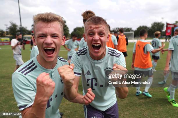 Bayern Munich celebrates their 3-1 victory over Chelsea FC during the International Champions Cup 2018 Futures Tournament at ESPN Wide World of...