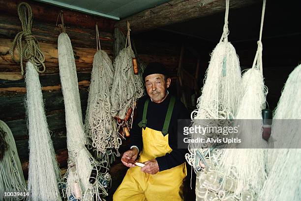 fisherman at edisen fishery in isle royal np - isle royale national park - fotografias e filmes do acervo