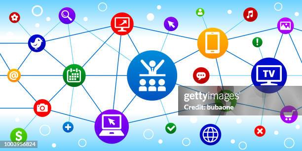 speech internet communication technology triangular node pattern background - teacher computer screen stock illustrations