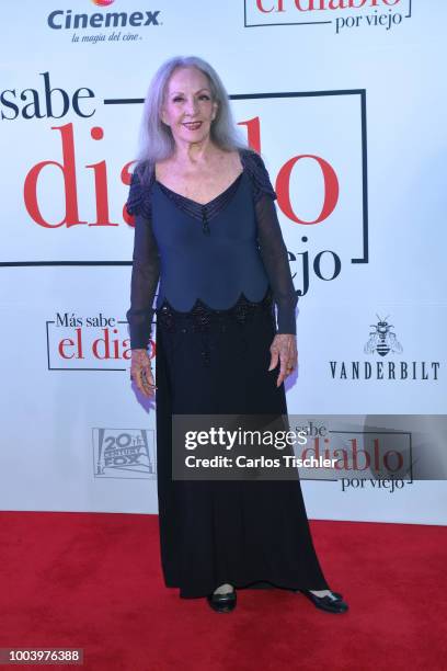 Isela Vega poses for photos during the red carpet of the movie 'Mas Sabe El Diablo por Viejo' at Cinemex Antara Polanco on July 19, 2018 in Mexico...