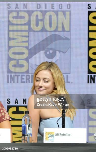 Ashleigh Murray speaks onstage at the "Riverdale" special video presentation and Q&A during Comic-Con International 2018 at San Diego Convention...