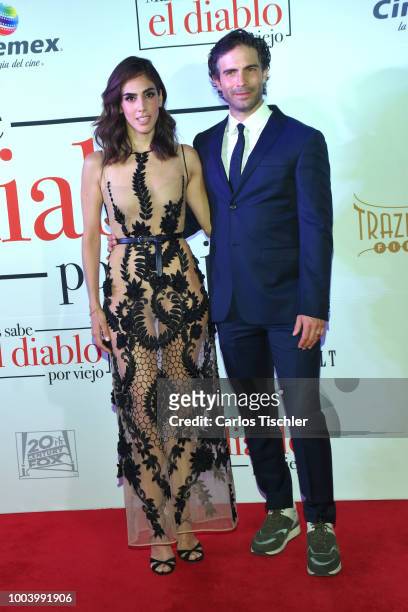 Sandra Echeverría and Osvaldo Benavides poses for photos during the red carpet of the movie 'Mas Sabe El Diablo por Viejo' at Cinemex Antara Polanco...