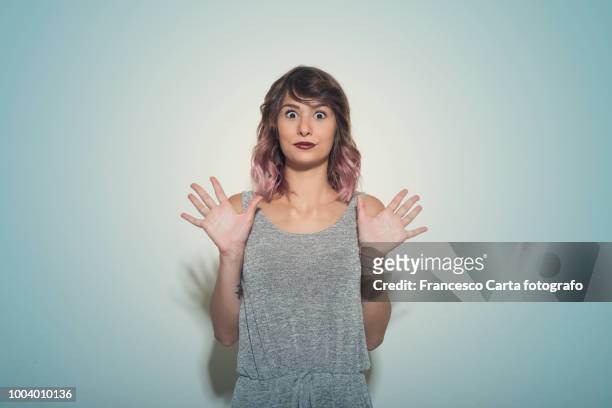 mimic and facial expressions - scared portrait stock pictures, royalty-free photos & images