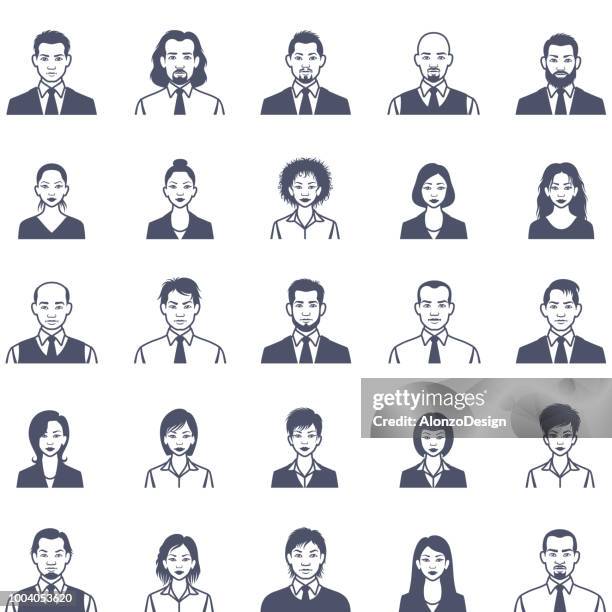 ilustrações de stock, clip art, desenhos animados e ícones de people faces icon set - cabeça humana