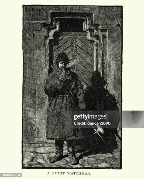 polish night watchman at wawel castle, krakow, poland, 19th century - wawel castle krakow stock illustrations