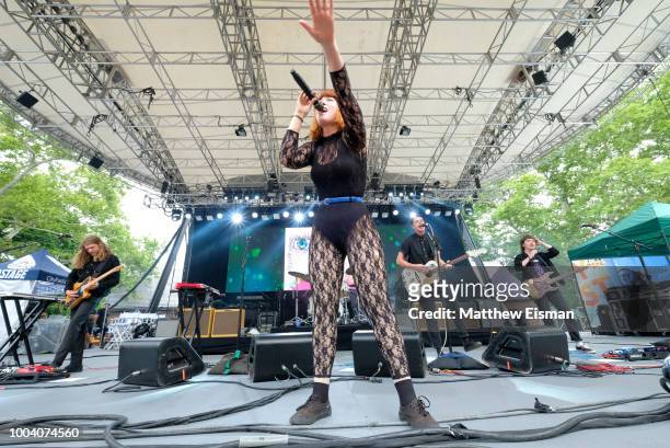Hannah Hooper of Grouplove performs onstage during OZY Fest 2018 at Rumsey Playfield, Central Park on July 22, 2018 in New York City.