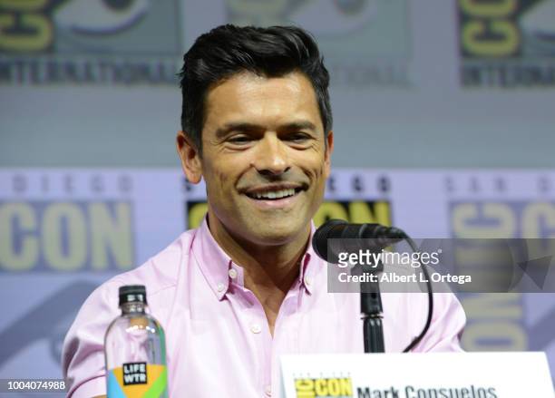 Mark Consuelos speaks onstage at the "Riverdale" special video presentation and Q&A during Comic-Con International 2018 at San Diego Convention...