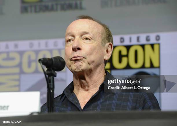 Brad Buckner speaks onstage at the "Supernatural" special video presentation and Q&A during Comic-Con International 2018 at San Diego Convention...