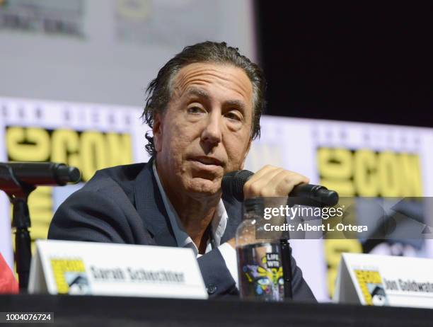 Jon Goldwater speaks onstage at the "Riverdale" special video presentation and Q&A during Comic-Con International 2018 at San Diego Convention Center...