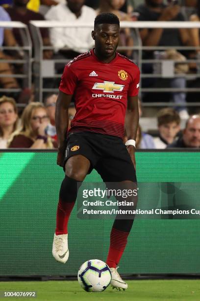 Timothy Fosu-Mensah of Manchester United controls the ball during the International Champions Cup game against Club America at the University of...