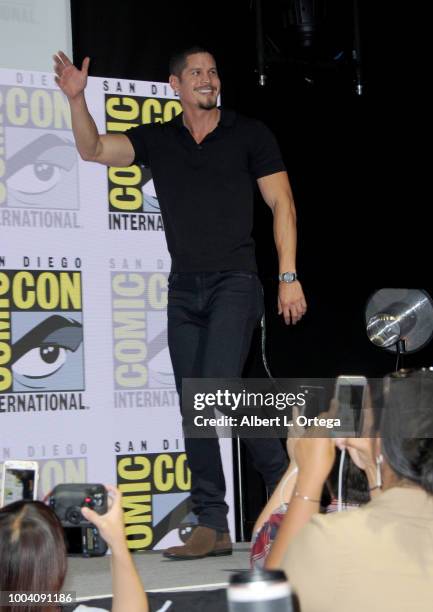 Pardo walks onstage at the "Mayans M.C." discussion and Q&A during Comic-Con International 2018 at San Diego Convention Center on July 22, 2018 in...