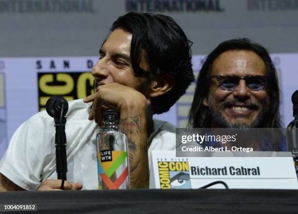 Richard Cabral speaks onstage at the "Mayans M.C." discussion and Q&A during Comic-Con International 2018 at San Diego Convention Center on July 22,...