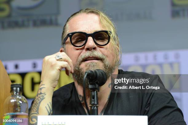 Kurt Sutter speaks onstage at the "Mayans M.C." discussion and Q&A during Comic-Con International 2018 at San Diego Convention Center on July 22,...