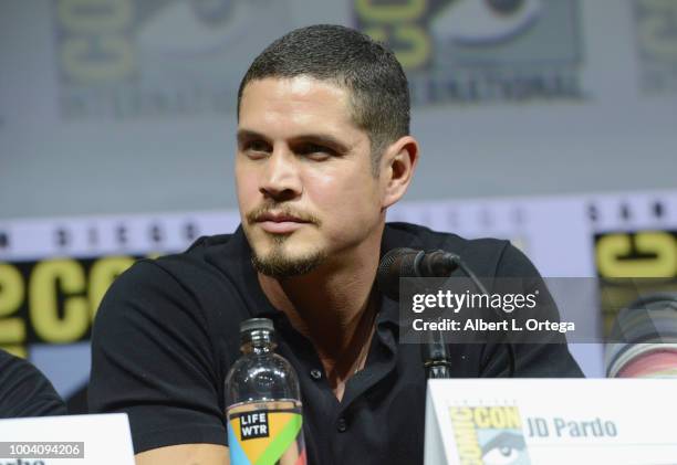 Pardo speaks onstage at the "Mayans M.C." discussion and Q&A during Comic-Con International 2018 at San Diego Convention Center on July 22, 2018 in...
