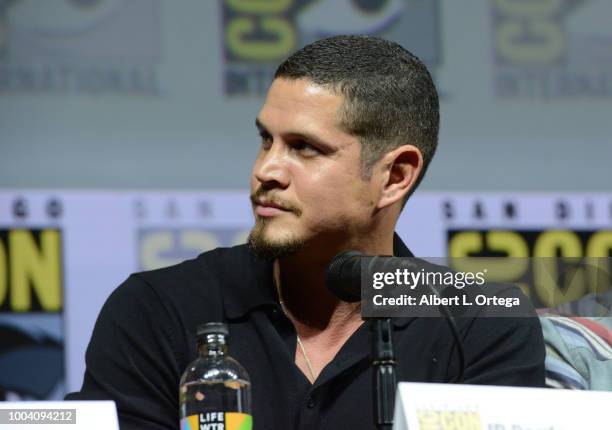 Pardo speaks onstage at the "Mayans M.C." discussion and Q&A during Comic-Con International 2018 at San Diego Convention Center on July 22, 2018 in...